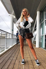 Grey Denim Extreme Rip Front Shorts - Aarya