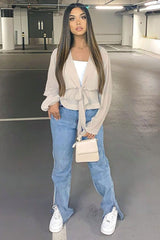 Nude Extreme Plunge Structured Peplum Pleated Top - Ivy