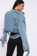 Blue Washed Cropped Denim Jacket - Fallon
