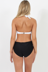 Black and White Cut Out Keyhole Swimsuit - Farah