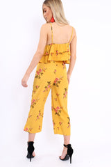 Mustard Floral Bralet and Cropped Pants Co-ord - Faria