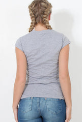 Grey Slogan Top - Farrah