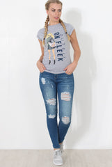Grey Slogan Top - Farrah
