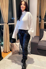 Cream Knit High Neck Jumper - Jaelynn