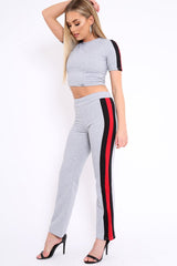 Grey with Red and Black Side Stripe Co-ord - Farris
