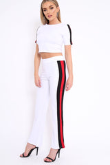 White with Red and Black Side Stripe Co-ord - Farris