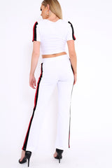 White with Red and Black Side Stripe Co-ord - Farris
