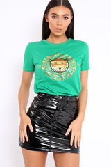 Green T-Shirt with Gold Tiger Design - Fay