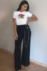 Black High Waist Flare Trousers -Tisha
