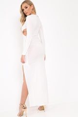 White Cross Over Cut Out Asymmetrical Hem Dress - Faythe