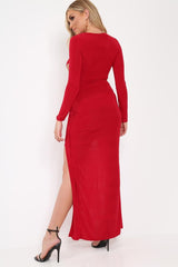 Red Cross Over Cut Out Asymmetrical Hem Dress - Faythe