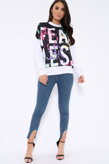 White Fearless Paint Splatter Sweatshirt - Eliza
