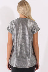 Silver Metallic Shimmer Top - Fearne