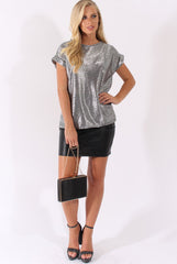 Silver Metallic Shimmer Top - Fearne