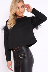 Black Feather Sweatshirt - Keny