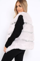 Light Grey Faux leather and Fur Gilet - Felicia