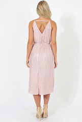 Pink Pleated Midi Slip Dress - Felicia