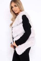 Light Grey Faux leather and Fur Gilet - Felicia