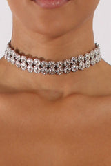 Silver Metal Elasticated Circle Choker - Femi