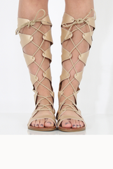 Gold Gladiator Tie Up Sandals - Fergie