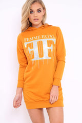 Mustard Femme Fatal Hooded Dress - Ivanna