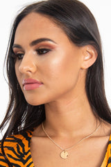 Gold Hammered Disc Drop Necklace - Elysse