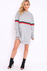 Grey with Sports Stripe Jumper Dress - Finley