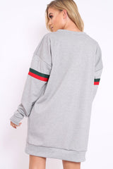 Grey with Sports Stripe Jumper Dress - Finley