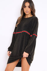 Gold Glitter Stripe Jumper Dress - Finley