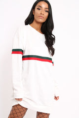 White Stripe Jumper Dress - Finley