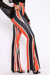 Orange and Navy Stripe Ribbed Flares - Kassy