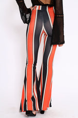 Orange and Navy Stripe Ribbed Flares - Kassy