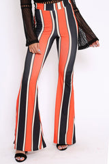 Orange and Navy Stripe Ribbed Flares - Kassy