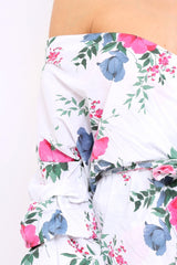 White Floral Print Ruffle Sleeve Wrapover Top - Susie