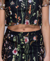 Black Embroidered Floral Co-ord - Roxy