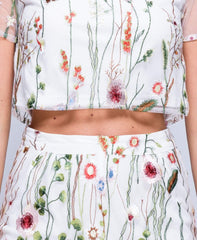 White Embroidered Floral Co-ord - Roxy