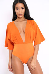 Orange Plunge Bodysuit - Florence
