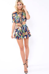Blue Tropical Print Top- Florence