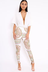 White Plunge Bodysuit - Florence