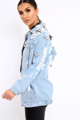 Light Denim Distressed Jacket - Florrie