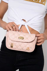 Pink Pearl Studded Insect Bumbag - Folly