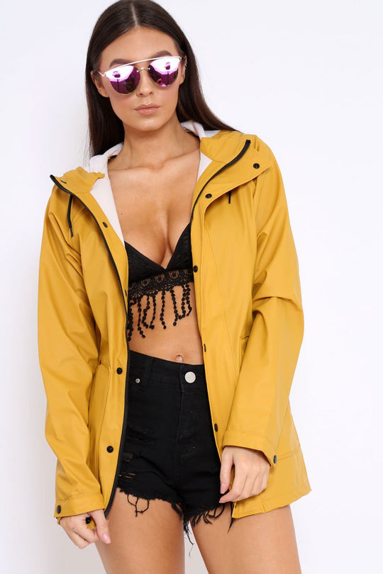 Mustard Hooded Rain Jacket - Fox