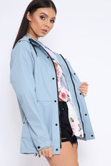 Light Blue Hooded Rain Jacket - Fox