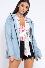 Light Blue Hooded Rain Jacket - Fox