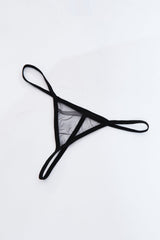 Black Mesh Belted Lingerie Robe Set - Dani