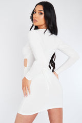 White Front Cut Out Crossover Mini Dress - Alyvia