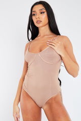 Mocha Cupped Jersey Bodysuit - Julane