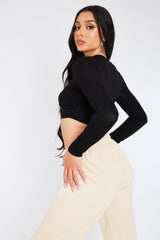 Black Jersey Cut Out Crop Top - Lyra