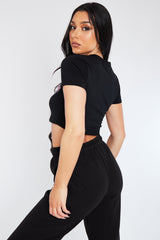 Black California Print Crop T-Shirt - Bay