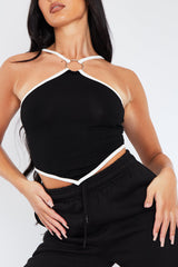 Black Ring Detail Bandana Crop Top - Brooklyn
